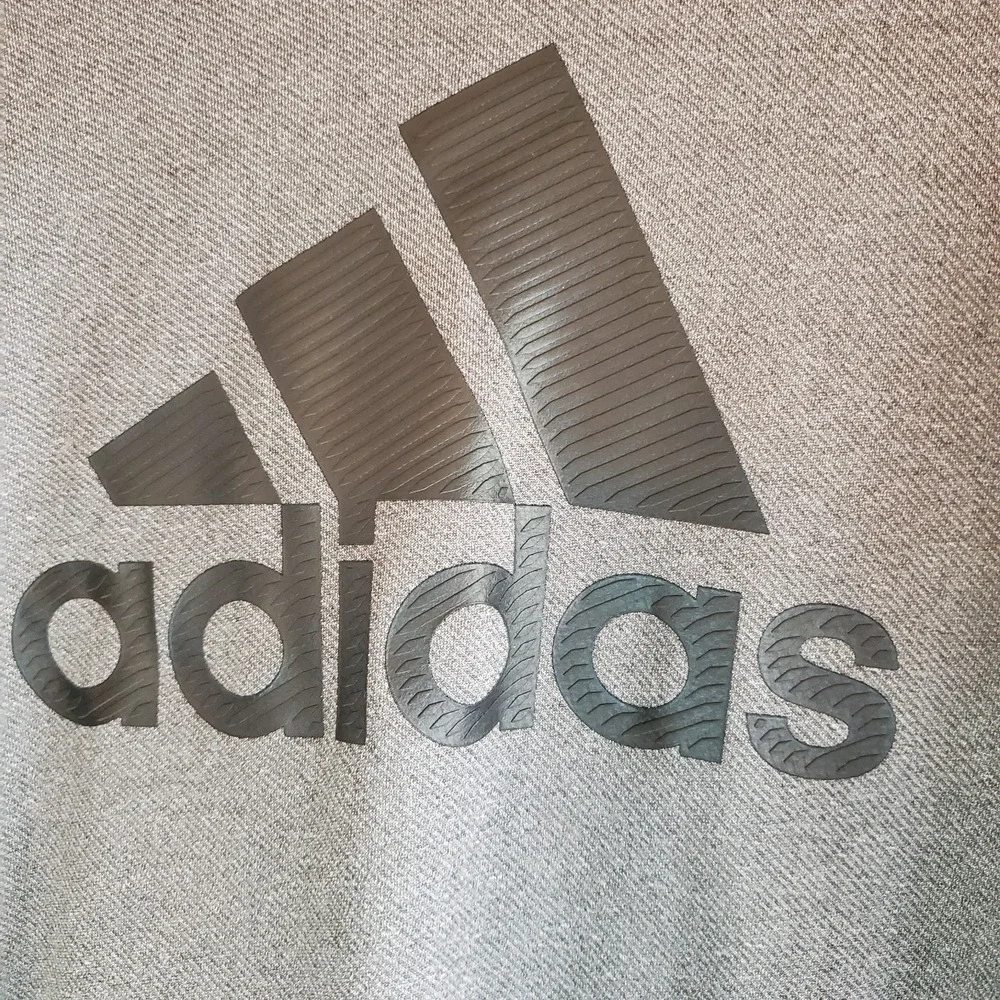 ADIDAS Mens Graphic Hoodie Hooded Sweatshirt Medium Grey Cotton‎ Aeroready